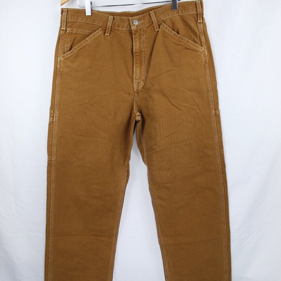 LEVI'S RUST CANVAS DADDY WORK PANTS CARPENTER SIZE 34X32 S110782 OUTDOOR WEAR - Picture 1 of 10